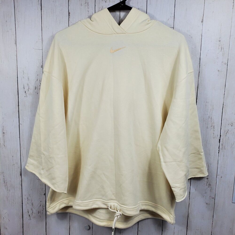 Nike Sportswear Hoodie Icon Clash 3/4 Sleeve Oversize Ivory Womens Medium CZ9332